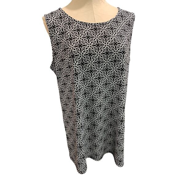 1X Talbots Woman Black White Print Tank Sleeveless Shirt - Picture 4 of 9
